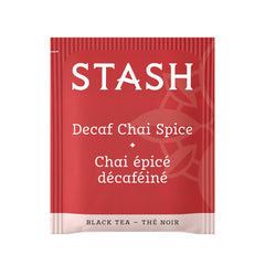 Steaming cup of Stash Decaf Chai Spice highlights spice-forward flavor.