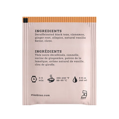 Stash Decaf Vanilla Chai tea bag close-up showing premium packaging