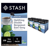 Stash Tea Double Bergamot Earl Grey box set showing six boxes.