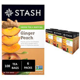 Stash Tea ginger peach green tea box, ideal for a comforting daily ritual