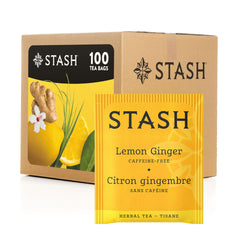 Stash Lemon Ginger box front shows the citrus-ginger blend for a refreshing mood lift