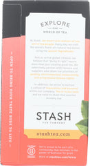 Close up of Stash Tea peach tea bags with fruit flavor hints