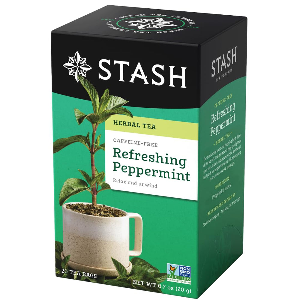 Stash Peppermint Tea cup steaming delivers a refreshing mint aroma for a quick break
