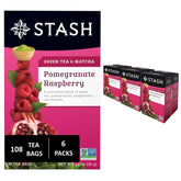 Stash Tea pomegranate raspberry matcha tea bags ready for a bright cup