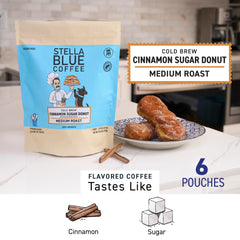 Stella Blue cold brew bags steeping in water to reveal rich aroma.