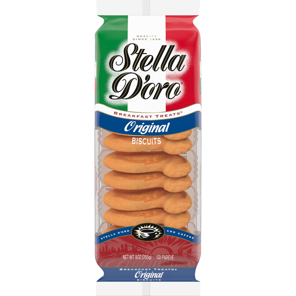 Stella D'oro original breakfast treats on a coffee plate for a perfect breakfast pairing.