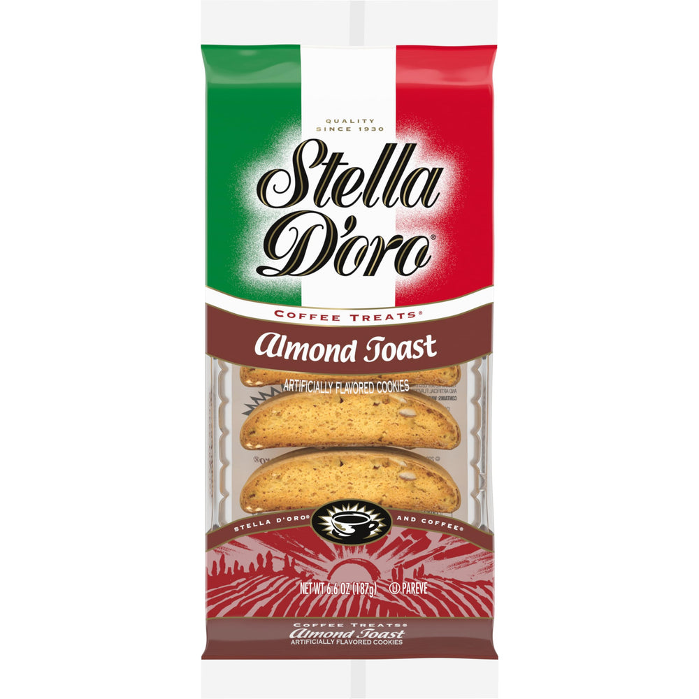 Stella D'oro Almond Toast Coffee Treats on a plate, dunking with coffee.