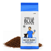 Stella Blue Big Cat Blend packaging highlights ethical sourcing and aroma.