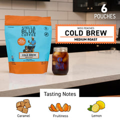 Stella Blue Miss Peaches box highlights single-origin flavor and crisp finish.