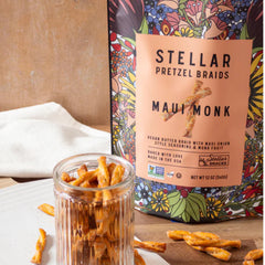 Stellar Snacks Maui Monk pretzel braids braid detail showcasing crave-worthy crunch.
