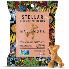 STELLAR SNACKS Maui Monk pretzel braids close-up with crisp texture for a quick meal.