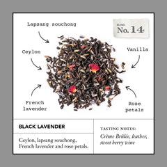 Steven Smith Teamaker Black Lavender No.14 brewed cup highlighting bold aroma and notes