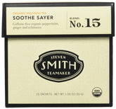 Steven Smith Teamaker Soothe Sayer No. 15 packaging highlights organic wellness for soothing moments.