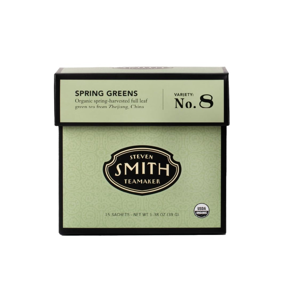 Steven Smith Teamaker Spring Greens No. 8 tea bag sachets ready to brew for daily ritual