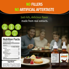 Stevia Select liquid stevia dropper dispensing precise sweetness control.