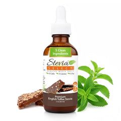 Stevia Select English Toffee Drops bottle for smooth Stevia sweetness in coffee