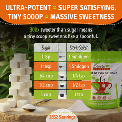 Stevia Select with tea reveals zero-calorie sweetness in warm beverages.