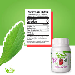 Stevita Stevia powder measuring spoon highlights precise, zero-calorie sweetness