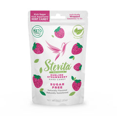 Stevita Sublime Strawberry hard candy pack with six individually wrapped pieces for on-the-go indulgence.