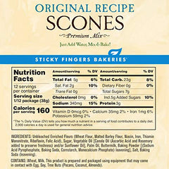 Sticky Fingers scone mix original ingredients close-up highlighting premium natural components for quality results.