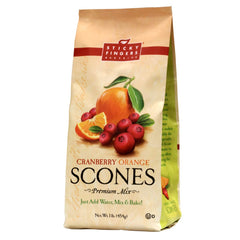 Sticky Fingers Scone Mix Cranberry Orange packaging, 16oz bag for quick weekend baking.