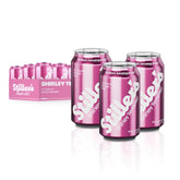 Stillers Shirley Temple Soda 12-pack can closeup highlights bright cherry-lime flavor for refreshing mocktails.