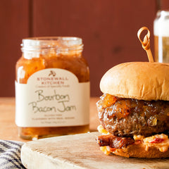 Ingredient view of Bourbon Bacon Jam highlighting real bacon and maple syrup
