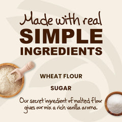 Stonewall Kitchen crepe mix batter pouring into pan.