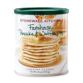 Stonewall Kitchen Farmhouse Pancake Mix bag highlighting malted flour and vanilla aroma.