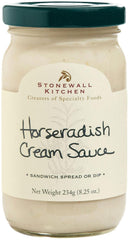 Stonewall Kitchen Horseradish Cream Sauce bottle—8.25 oz, great for roast beef sandwiches.