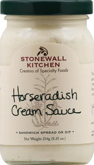 Stonewall Kitchen Horseradish Cream Sauce tops a roast beef sandwich with bold flavor.