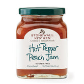 Stonewall Kitchen Hot Pepper Peach Jam jar ready for tasting and gifting.