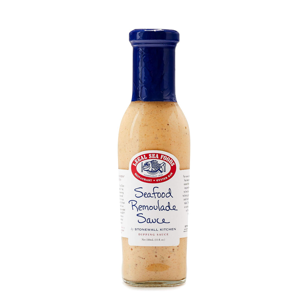 Stonewall Kitchen Legal Sea Foods Remoulade Sauce bottle showcasing creamy 11 oz for seafood dipping