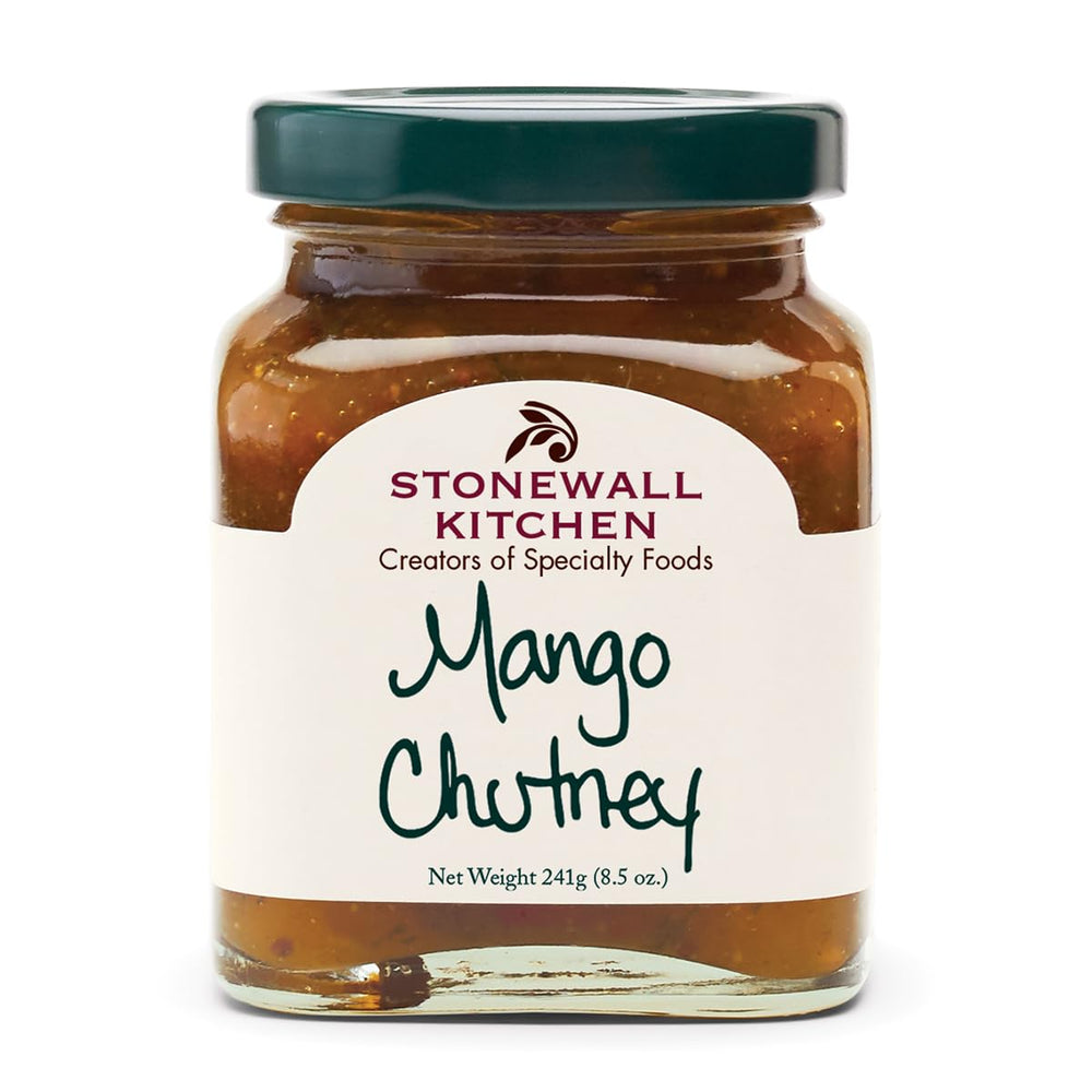 Stonewall Kitchen Mango Chutney jar ready for use with grilled meats.