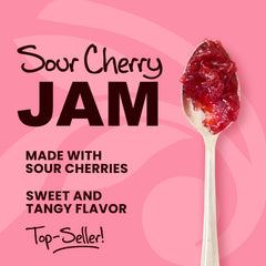 Stonewall Kitchen Sour Cherry Jam spread on toasted bread for a bright breakfast.