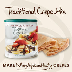 Stonewall Kitchen traditional crepe mix in bowl for smooth batter.