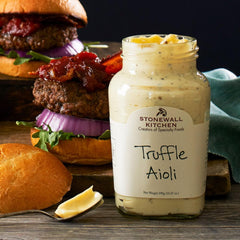 Stonewall Kitchen Truffle Aioli dipping plate with appetizers and crostini