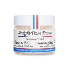 Straight from France Fleur de Sel bottle featuring delicate finishing crystals for cooking.