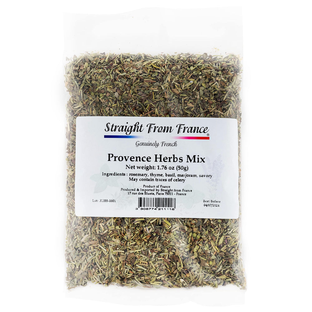 Straight from France Provence Herbs Mix jar enhances roasts and vegetables with authentic aroma.