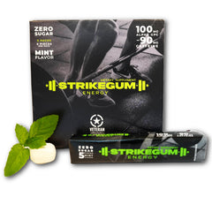 StrikeGum 5-pack box showing five pieces for on-the-go energy