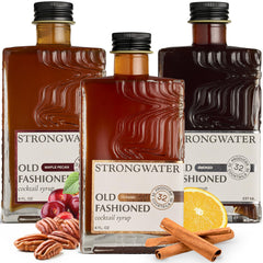 Strongwater Old Fashioned Mixer bottle pour for easy cocktail prep.