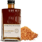 Strongwater Rich Demerara Syrup bottle pours to flavor balanced cocktails.