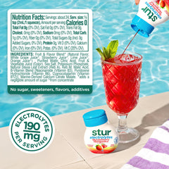 Glass with Stur mocktail pack for crisp refreshing water flavor