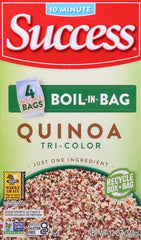SUCCESS quinoa packaging box front shows gluten-free and non-GMO claims