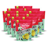 Suckerpunch Three Pepper Pickle Chips Pack shows bold flavor in a ready-to-eat pouch.