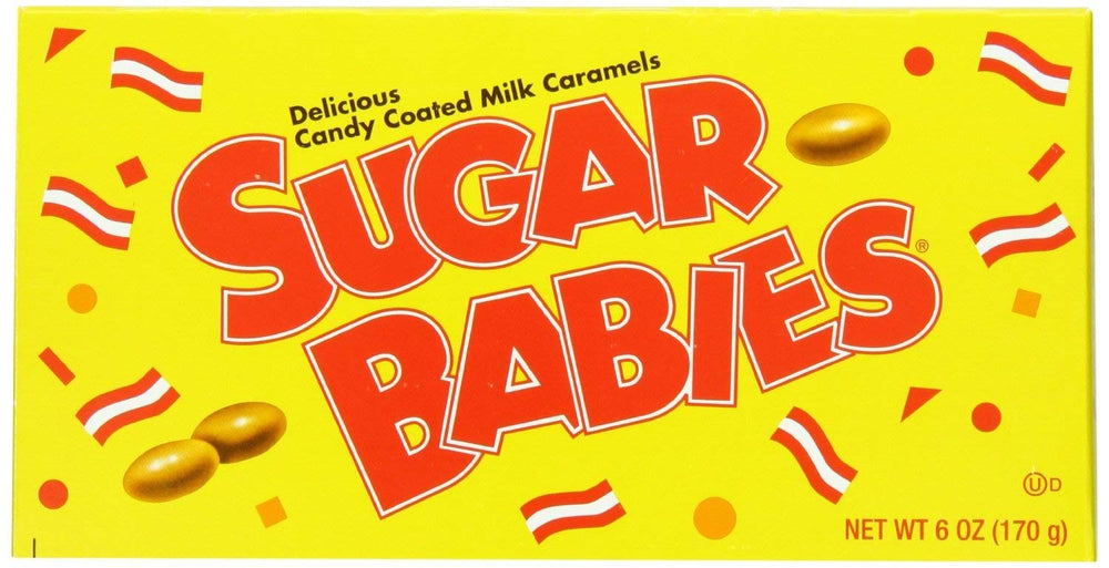 Sugar Babies theater box 6 oz front view, ideal for sharing at parties.