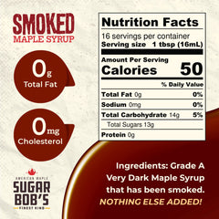 Sugar Bob's Finest Kind smoked maple syrup being poured for cocktails and sauces.