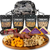 SUGAR PLUM gourmet meat and cheese basket assembly, ideal gift for gatherings.