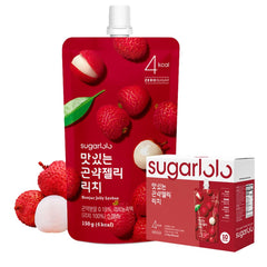 Sugarlolo konjac lychee jelly pouch ideal for on-the-go, low-calorie vegan snacking.