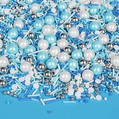 Sugarzy blue and silver edible sprinkles for cake decoration and festive color